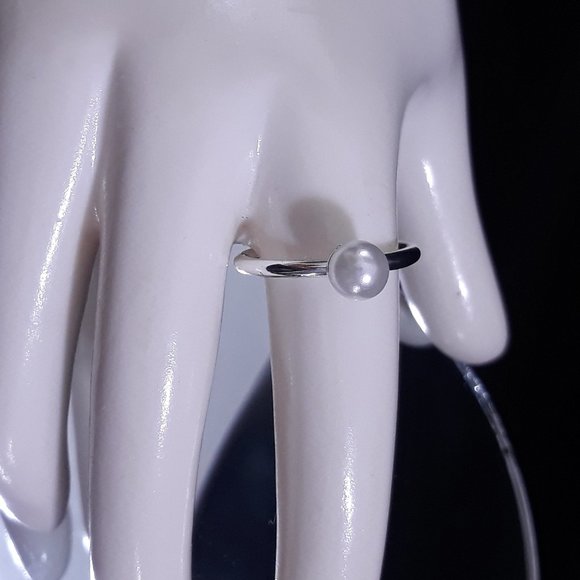 June BirthStone GENUINE Pearl Ring Sterling Promise SIZE 10 - Picture 2 of 12